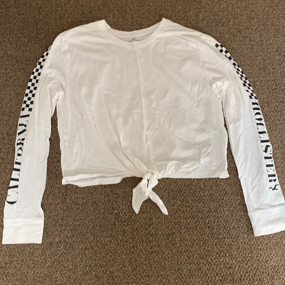 White Hollister partially cropped long sleeve